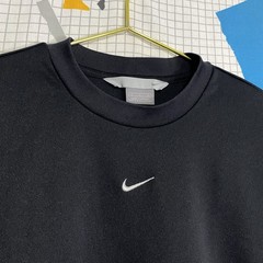 Vintage Y2K Nike Center Swoosh Tshirt Medium Black Silver Soccer Performance