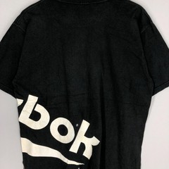 Vintage 90s Reebok Graphic Tee, Black Cotton Sports T-Shirt (Size L)