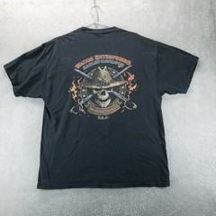 Harley Davidson Shirt Mens XL Black Short Sleeve Skull Flames Motorcycle