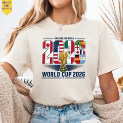 World Cup 2026 Trophy Graphic T-Shirt USA Canada Mexico Soccer Fan Tee