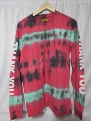 Chinatown Market THANK YOU Crewneck L/S T-Shirt Size Med Pink Green Tie Dye
