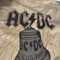 AC/DC Back In Black Hells Bells Shirt Men 3XL Cream Short Sleeve Retro 2024