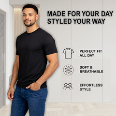 Men’s 4 Pack Crew Neck Casual T-Shirts | Cotton Blend Tees S-3XL | Free Shipping