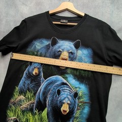 Wild Men’s Bear Graphic T-Shirt Size M Black Blue Wildlife Animal Print Tee