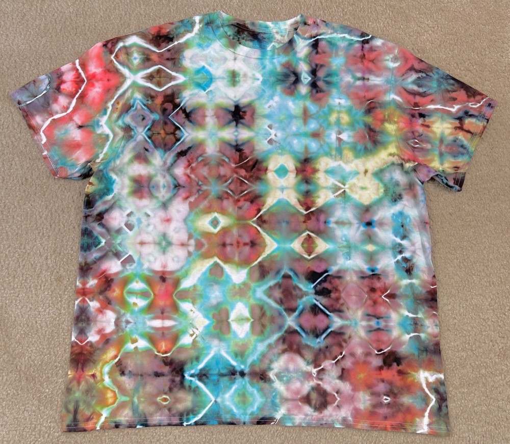 Handmade Ice Tie Dye T-Shirt 2XL Mens Womens Soft Cotton Glitch