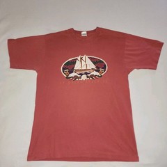 Vintage 90s Fort Myers Beach Fits Mens Large Fits Medium Sail Boat Ship Dolphin