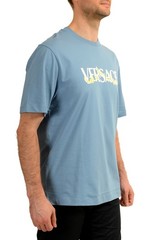 Versace Men’s Logo Print Blue Crewneck Short Sleeve T-Shirt US 2XL IT 56