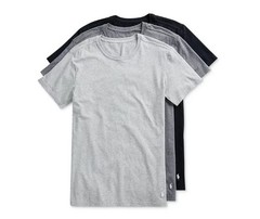 3 PACK POLO RALPH LAUREN STRETCH SLIM FIT COTTON GRAY BEIGE CREW NECK T SHIRTS