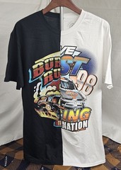 Men’s Trust The Universe Split T-Shirt Auto Racing Black White Size Medium