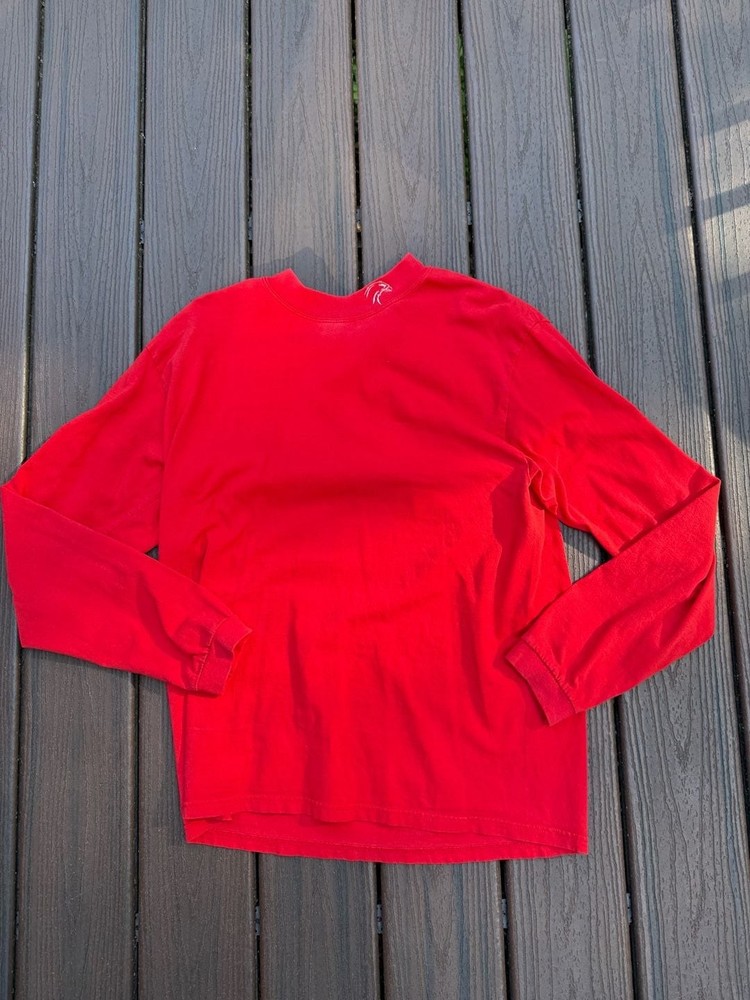 Gildan Ultra Cotton Red Long Sleeve T-Shirt with Eagle Neck Embroidery