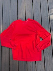 Gildan Ultra Cotton Red Long Sleeve T-Shirt with Eagle Neck Embroidery