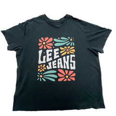 Lee Jeans Retro Hippie Flowers Graphic Spell Out T-Shirt Unixex Size 1X Cotton