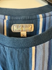 GUESS Originals Men’s Blue Striped Embroidered Logo Crew Neck T-Shirt Size M