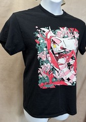 Hazbin Hotel Pink/White/Green Angel Black Unisex T-Shirt Size M