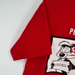 Vintage 90s Warner Bros Pepe Le Pew Wanted Single Stitch Shirt Red Large USA