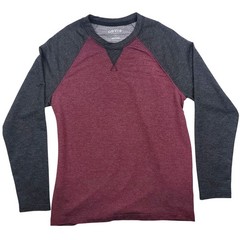 Orvis Mens Classic Collection Raglan Long Sleeve Shirt Burgundy Grey Medium