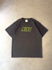 Vintage 90s Y2K Nike Spellout Graphic T-Shirt Faded Black Neon Green Size L