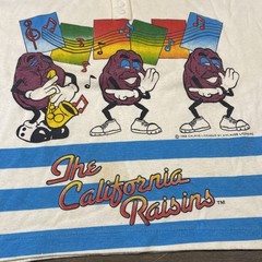 Vintage 1988 California Raisins Music Group Button Blues Distressed Crop Shirt