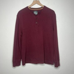 G.H. Bass & Co. Mens Waffle Knit Henley Shirt Medium Burgundy Pullover Outdoors