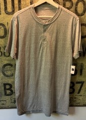 NEW Gap Men’s Medium Tall Short Sleeve Grey Cotton Henley