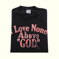 VTG Y2K 90s BIBLE LOVE NONE ABOVE GOD SHAKA GRAPHIC COTTON BLACK T SHIRT SZ XL