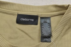 Claiborne Men’s XXL Beige Ribbed Short Sleeve Crew Neck T-Shirt Rayon Blend NEW