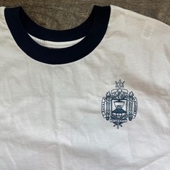 Champion US Naval Academy Ringer T-Shirt Medium Regular White Navy Crest Graphic