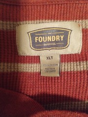 FOUNDRY MENS WAFFLE KNIT THERMAL LONG SLEEVE SHIRT XLT RUST