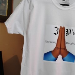 3Ps Praying Hands Tee Hanes ComfortSoft Mens Small White Crew Neck Short Sleeve