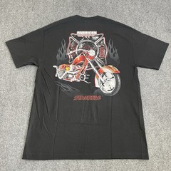 VTG American Choppers Discovery Channel T- Shirt Motorcycle Grunge Flames L Y2K
