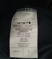 Carhartt Mens Loose Fit Heavyweight Tshirt Size S Navy Blue Long Sleeve Logo