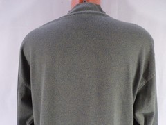 USA Vintage Gant T Shirt L/S Mens LG Gray Beige Tweed Cotton Side Vents Logo A26
