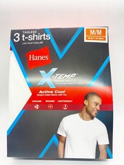 Hanes X-Temp Tagless Lay Front Collar T Shirts White Size Mens Medium (3 Pack)