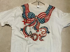 VTG Custom Made American Flag On A Fruit of the Loom White Single Stitch XXL