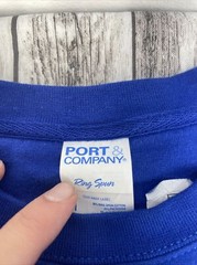 Port and company long sleeve New York Football shirt blue medium sweatshirt
