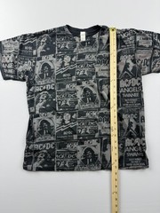 AC/DC Tultex Shirt Mens Medium Black Allover Concert Flyer Graphic Tee Rock Band