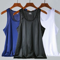 Men Ice Silk Tank Top Men’S Trendy Mesh Breathable Quick Drying Sports
