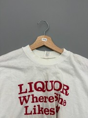 Vintage 70s Liquor Where She Likes It Shirt White Humor Bar Tee True XL