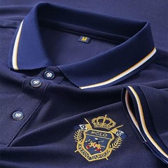 Nueva camisa polo bordada de manga corta para hombre, informal de negocios