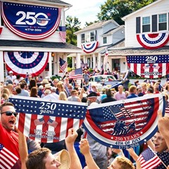 4th of July Bunting Flags 250th Anniversary 1776-2026 4 Pc 1.5×3 ft USA (73