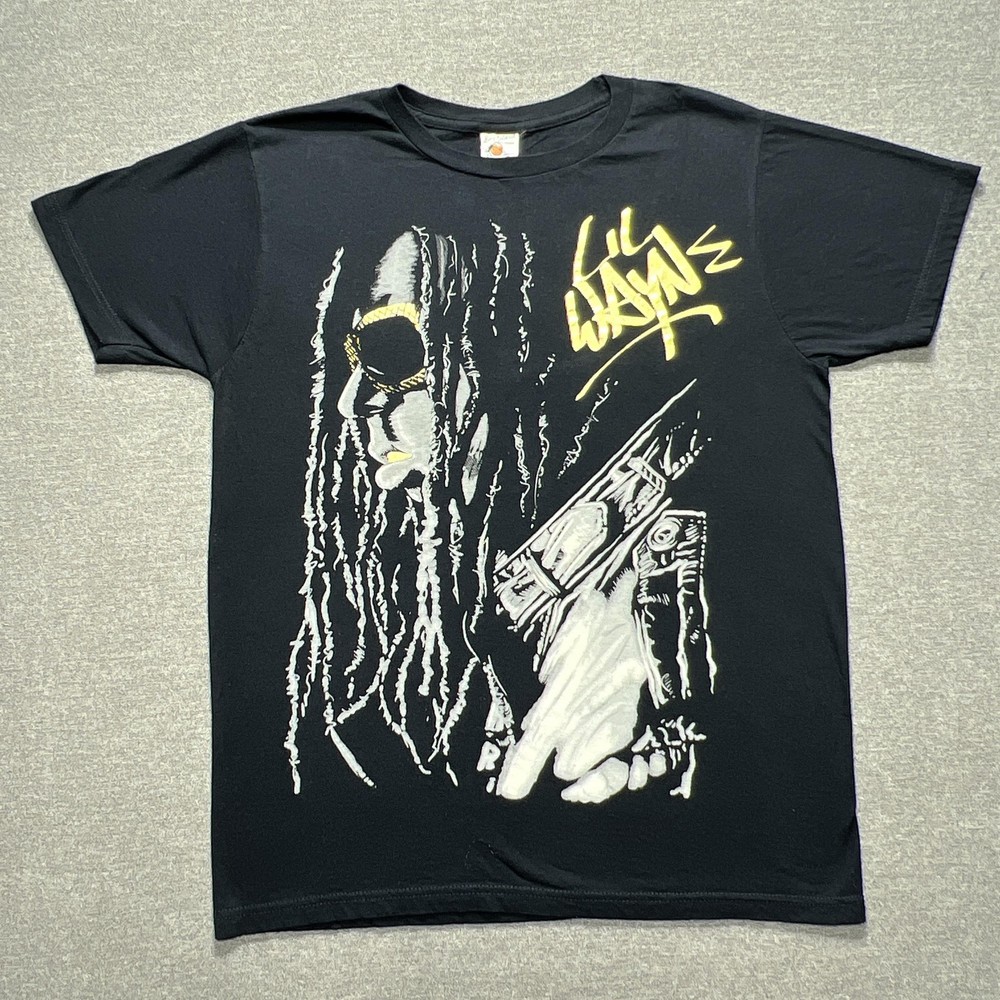 Lil Wayne Shirt Mens Medium Black Graphic Rap Hip Hop Tee Bay Island Sportswear