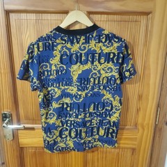 VERSACE JEANS COUTURE T-shirt Mens Baroque Logo All-Over Short Sleeve Size S