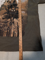 Vintage Y2K Marvel Mad Engine Spiderman Wolverine Green Shirt Size XL Sun fading
