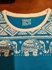 Tantra Men’s XXL S/S Blue/White Elephant Graphic T-Shirt EUC. SB11