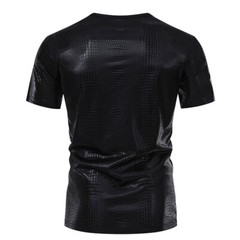 Men’s party stage glossy short sleeved round neck T-shirt