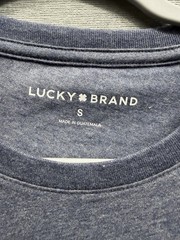 Lucky brand men’s t shirt Small Blue Logo Cotton polyester rayon new with tag
