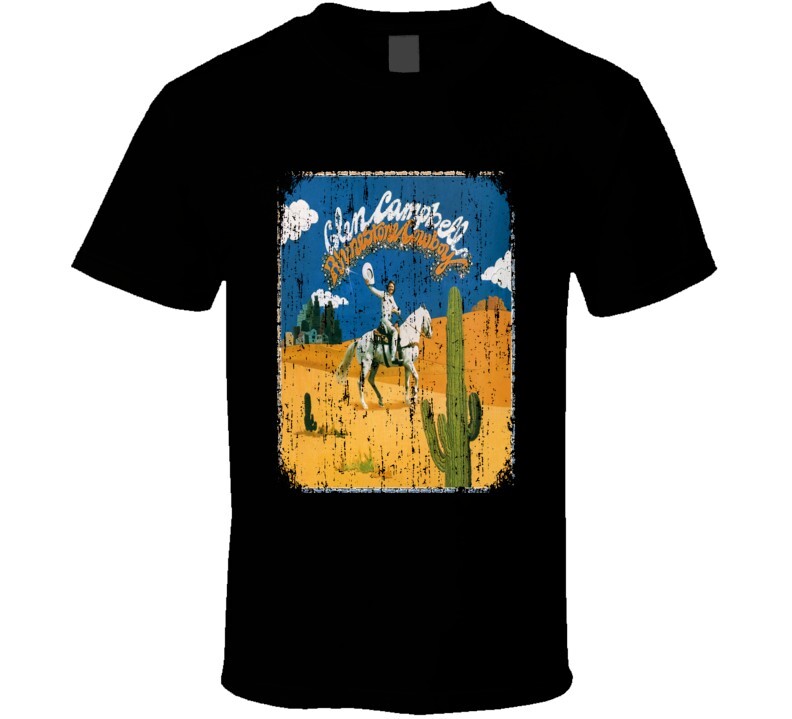 Glen Campbell Rhinestone Cowboy 1975 Worn Look Cover T-Shirt 3A668