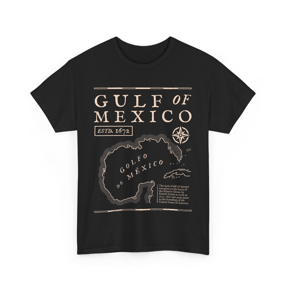 Gulf of Mexico 1672 Historic Map Shirt, Mexican Gulf Women Men T-shirt