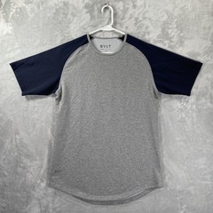 BYLT Basics T-Shirt men’s Medium Drop Cut Lux Short Sleeve Blue Gray Colorblock