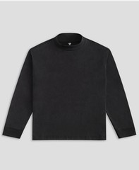 Mode of One Mens Long Sleeve Oversized Fit Tshirt in Deep Black XXL